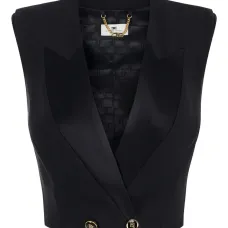 Жилет на пуговицах с атласными лацканами