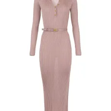 Платье миди поло в рубчик