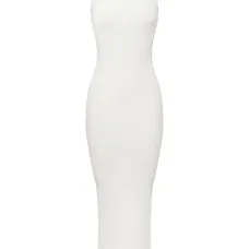 Миди-платье без рукавов из трикотажа в рубчик