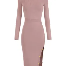 Вязаное миди-платье с рельефной отделкой Вязаное миди-платье с рельефной отделкой