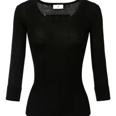 Трикотажный топ в рубчик с круглым вырезом Трикотажный топ в рубчик с круглым вырезом