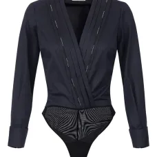 Боди с логотипом и отделкой в стиле смокинга Боди с логотипом и отделкой в стиле смокинга