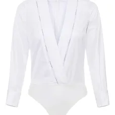 Боди с длинными рукавами и плиссированными деталями Боди с длинными рукавами и плиссированными деталями