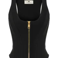 Вязаный топ на молнии в рубчик Вязаный топ на молнии в рубчик