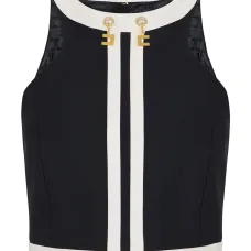 Топ с цветными блоками и цепочкой с логотипом