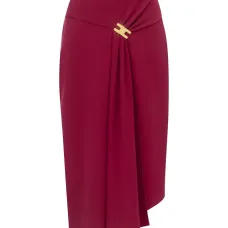 Миди-юбка с драпировкой и украшением-логотипом