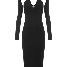 Платье миди на бретельках через шею