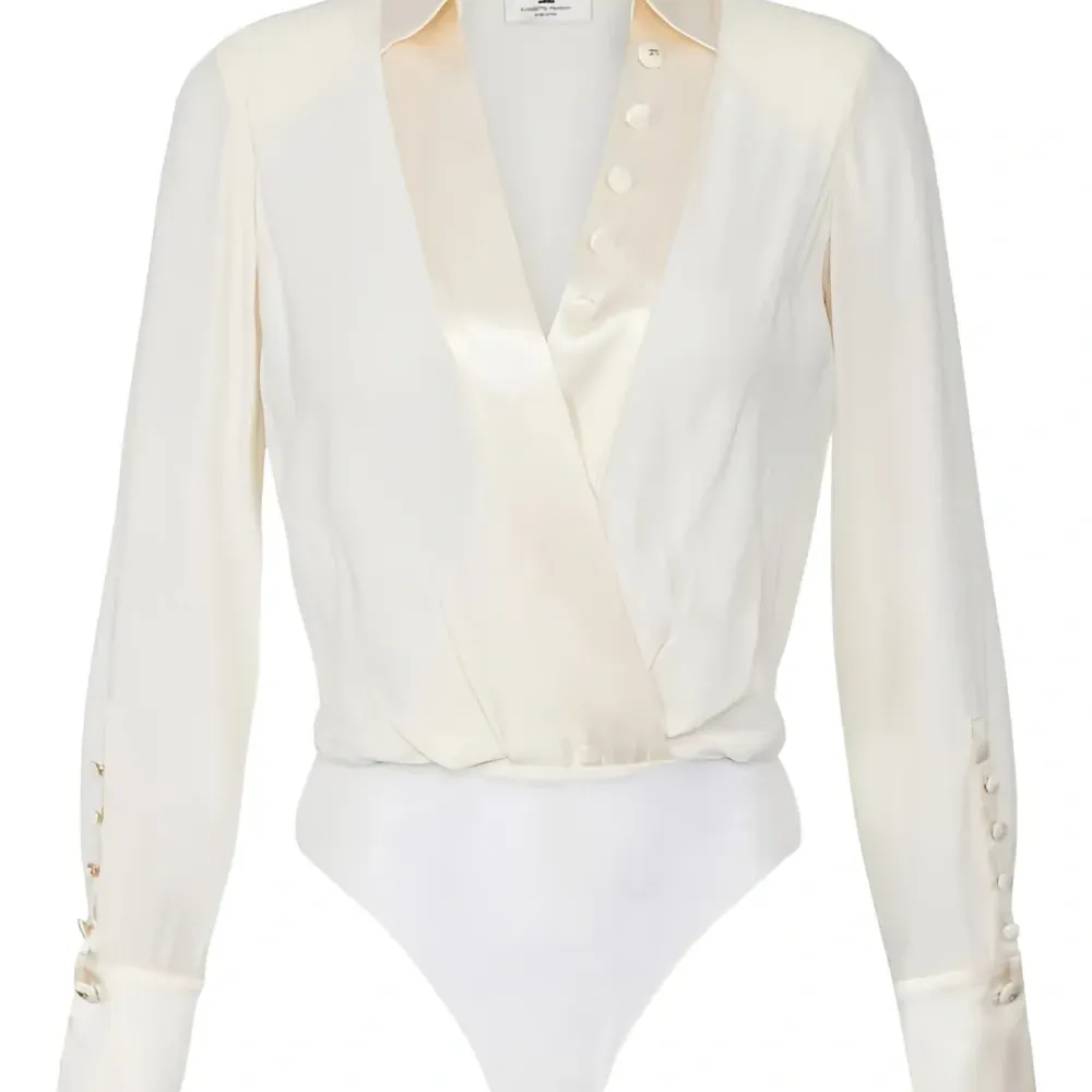 Атласное боди с перекрестным вырезом