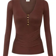 Футболка с длинными рукавами и драпировкой на пуговицах Футболка с длинными рукавами и драпировкой на пуговицах