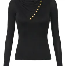 Драпированная футболка с длинными рукавами и пуговицами