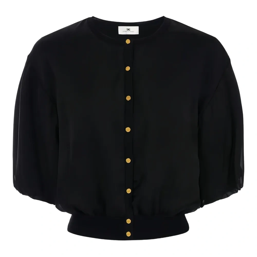 Кардиган с драгоценными пуговицами и пышными рукавами