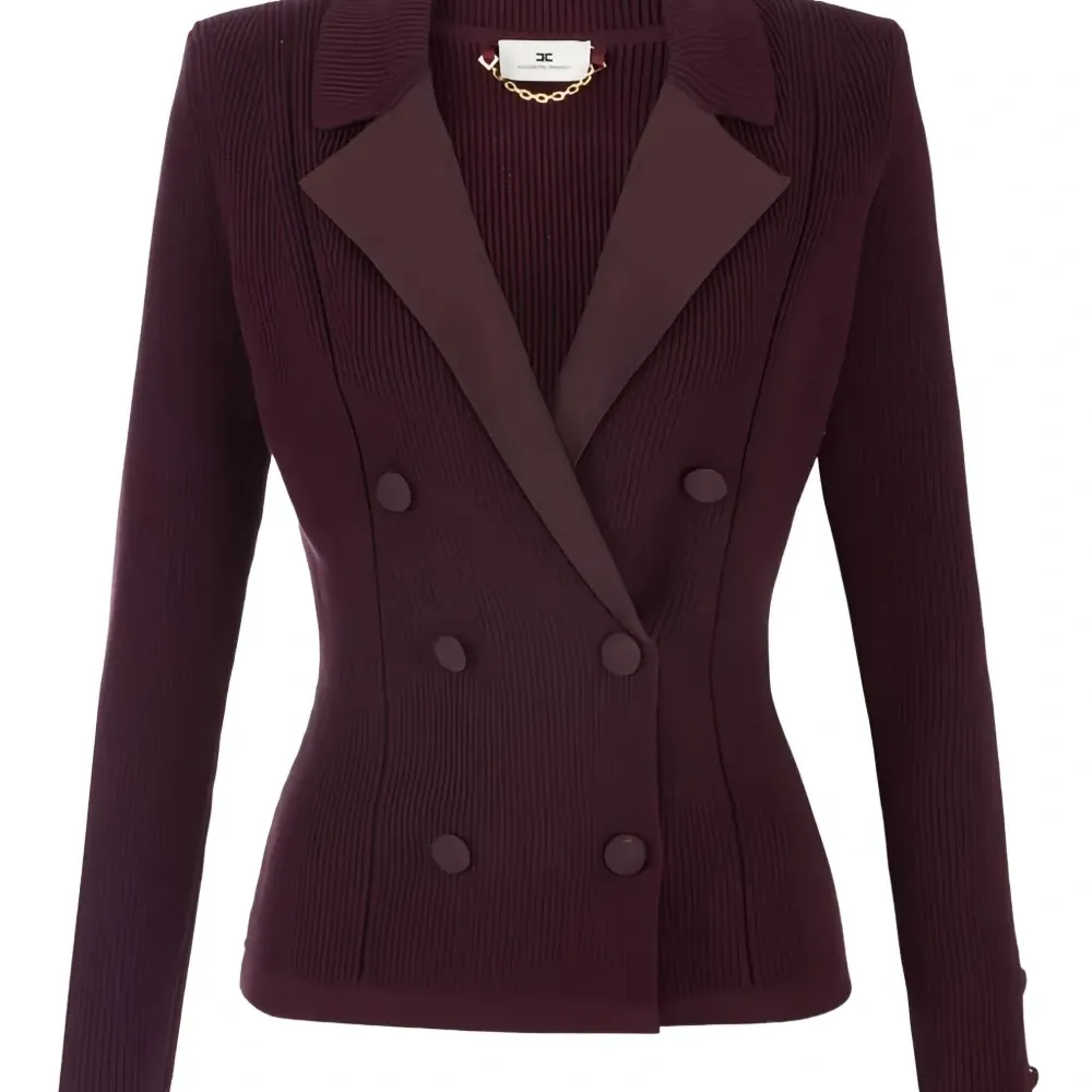 Двубортный пиджак из ребристого трикотажа