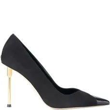 Кожаные туфли-лодочки на фигурном каблуке 100 мм