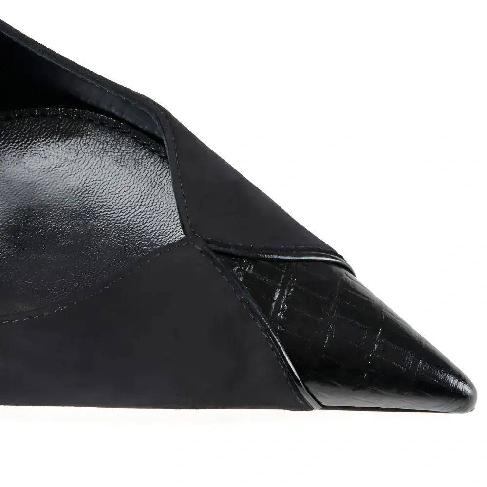 Кожаные туфли-лодочки на фигурном каблуке 100 мм