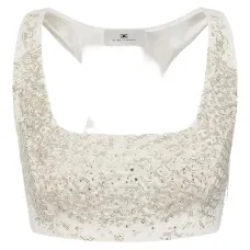 Майка с вышивкой из кристаллов и спортивной спинкой