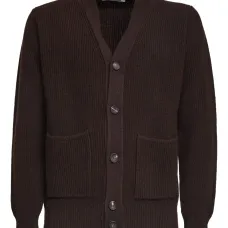 Кардиган в рубчик с V-образным вырезом