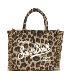 Сумка-тоут с леопардовым принтом и бахромой