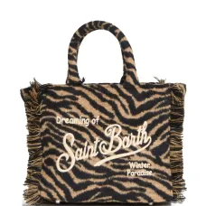 Косметичка-сэтчел с бахромой в зебровом стиле