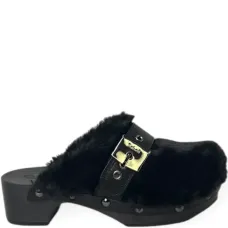 Сандалии Pescura Alaska на каблуке 50 мм с мехом и пряжкой