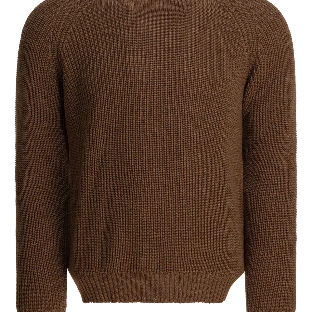 Джемпер с ребристой структурой и круглым вырезом