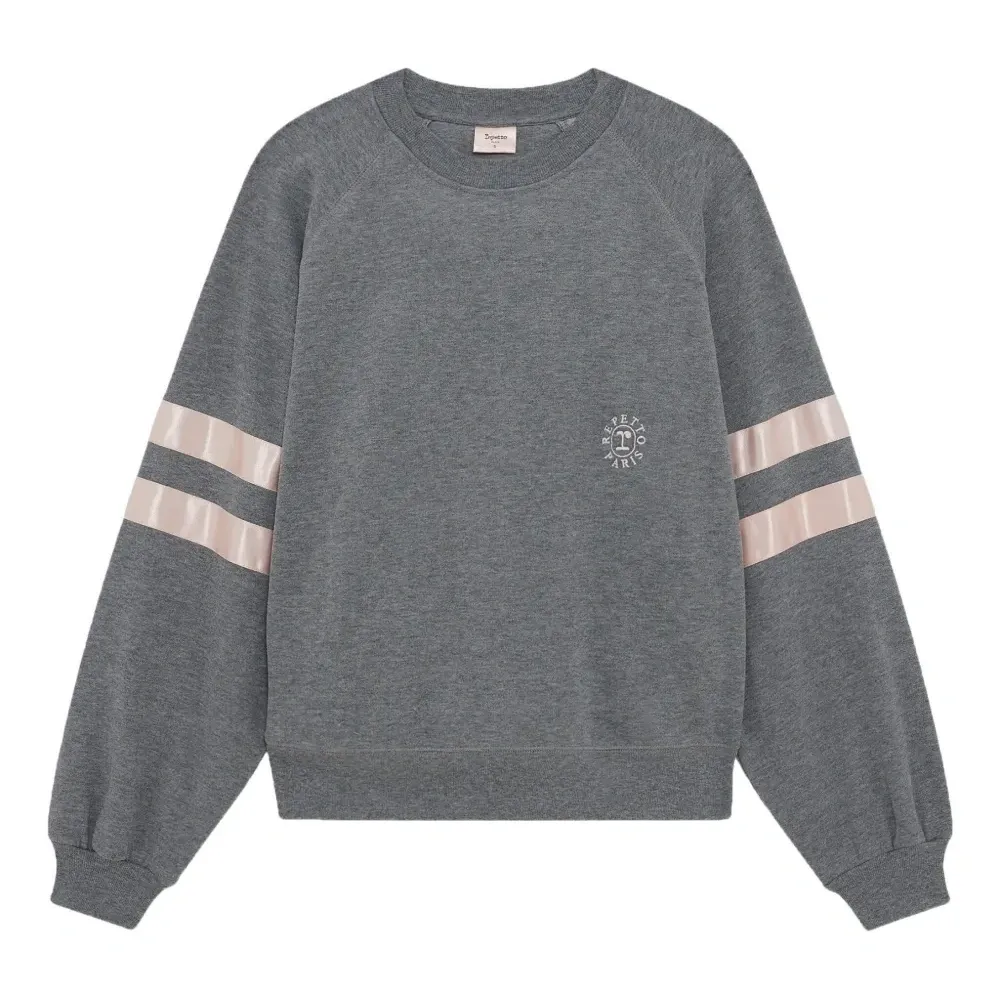 Свитшот с круглым вырезом и атласными полосками