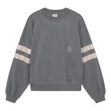 Свитшот с круглым вырезом и атласными полосками