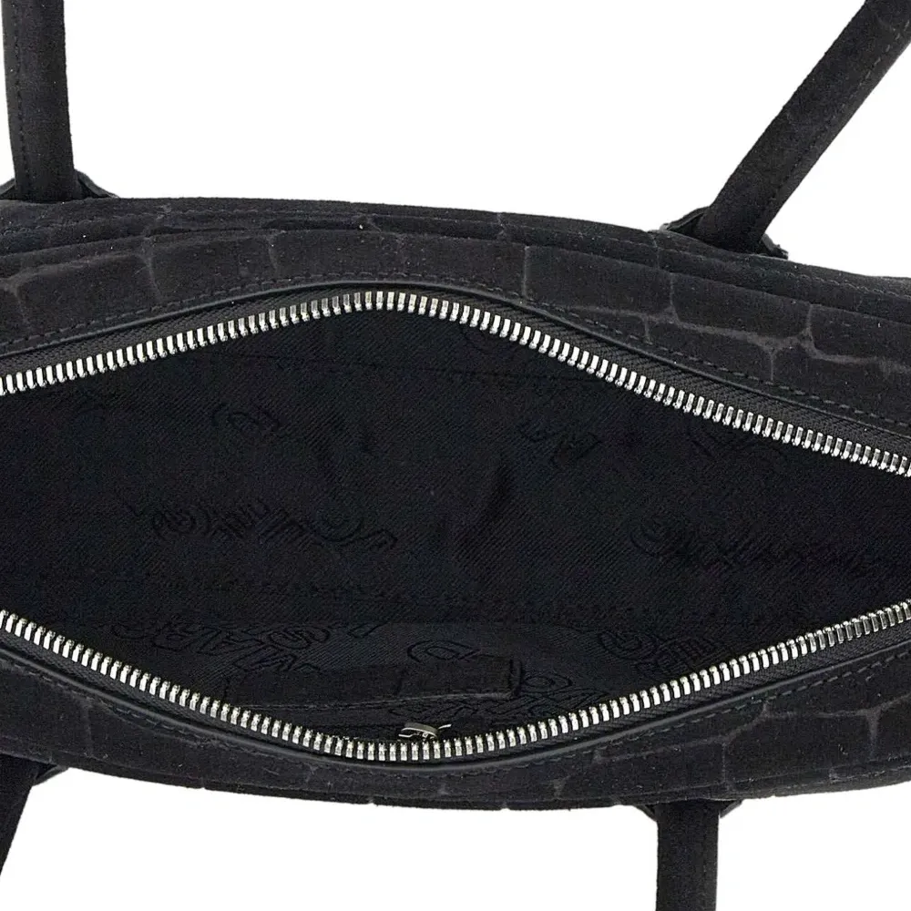 Мягкая наплечная сумка Boston из замши с тиснением под крокодила