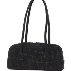 Мягкая наплечная сумка Boston из замши с тиснением под крокодила