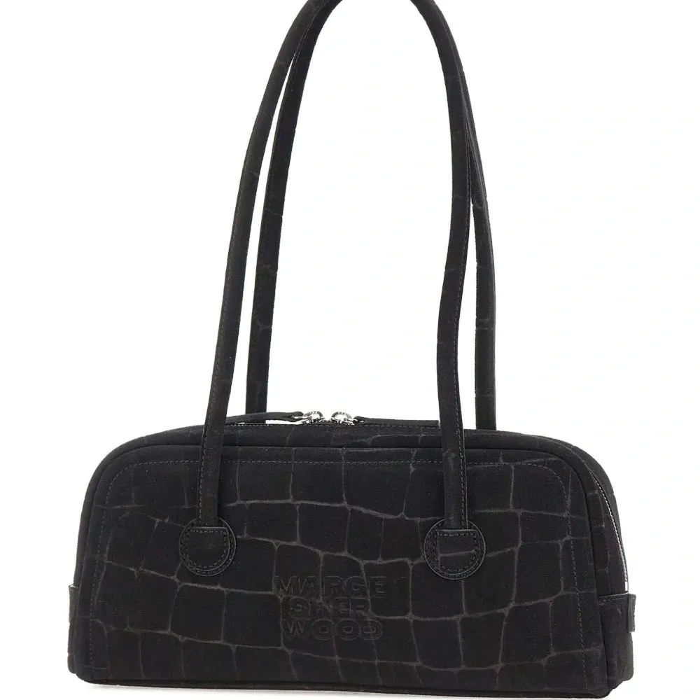 Мягкая наплечная сумка Boston из замши с тиснением под крокодила