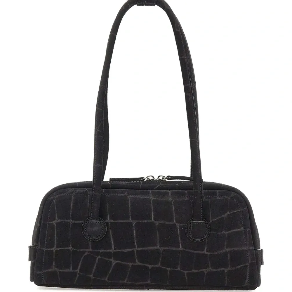 Мягкая наплечная сумка Boston из замши с тиснением под крокодила