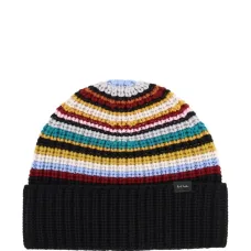 Шерстяная шапка бини в полоску