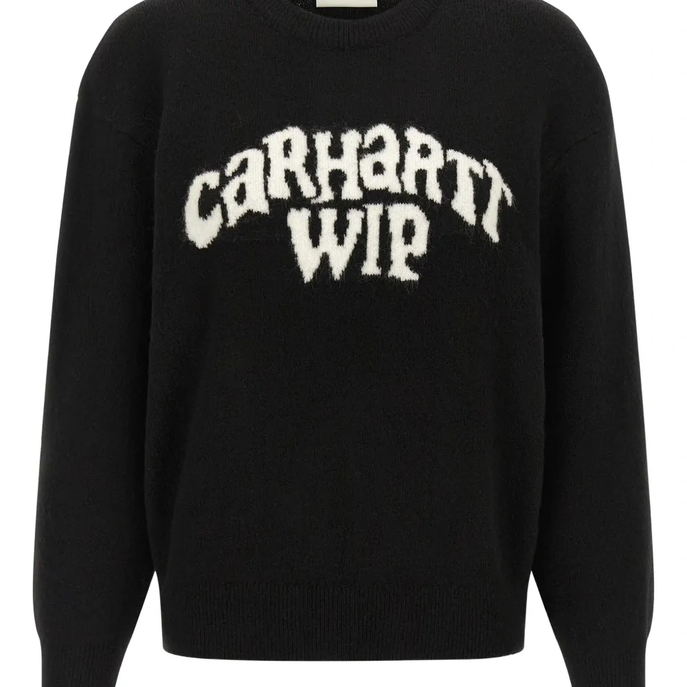 Джемпер с логотипом, выполненным в технике интарсии, с круглым вырезом Джемпер с логотипом, выполненным в технике интарсии, с круглым вырезом