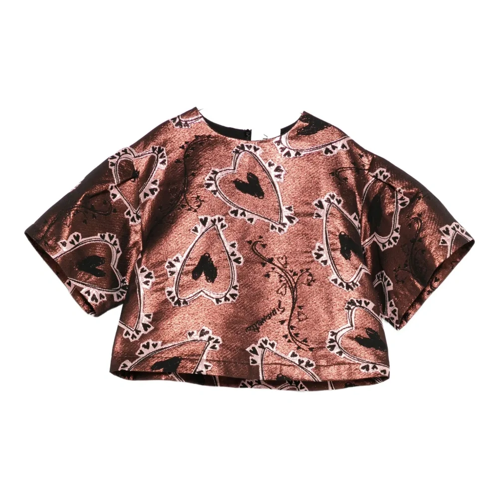 Блузка с жаккардовым узором в виде сердец