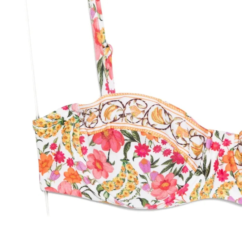 Бикини-топ с косточками и принтом бананов