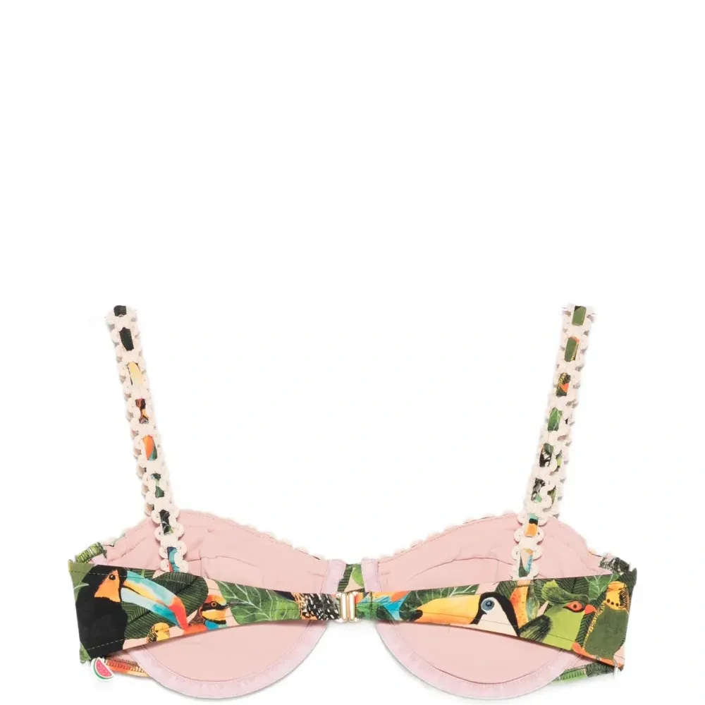 Бикини-топ с косточками и принтом «птицы»