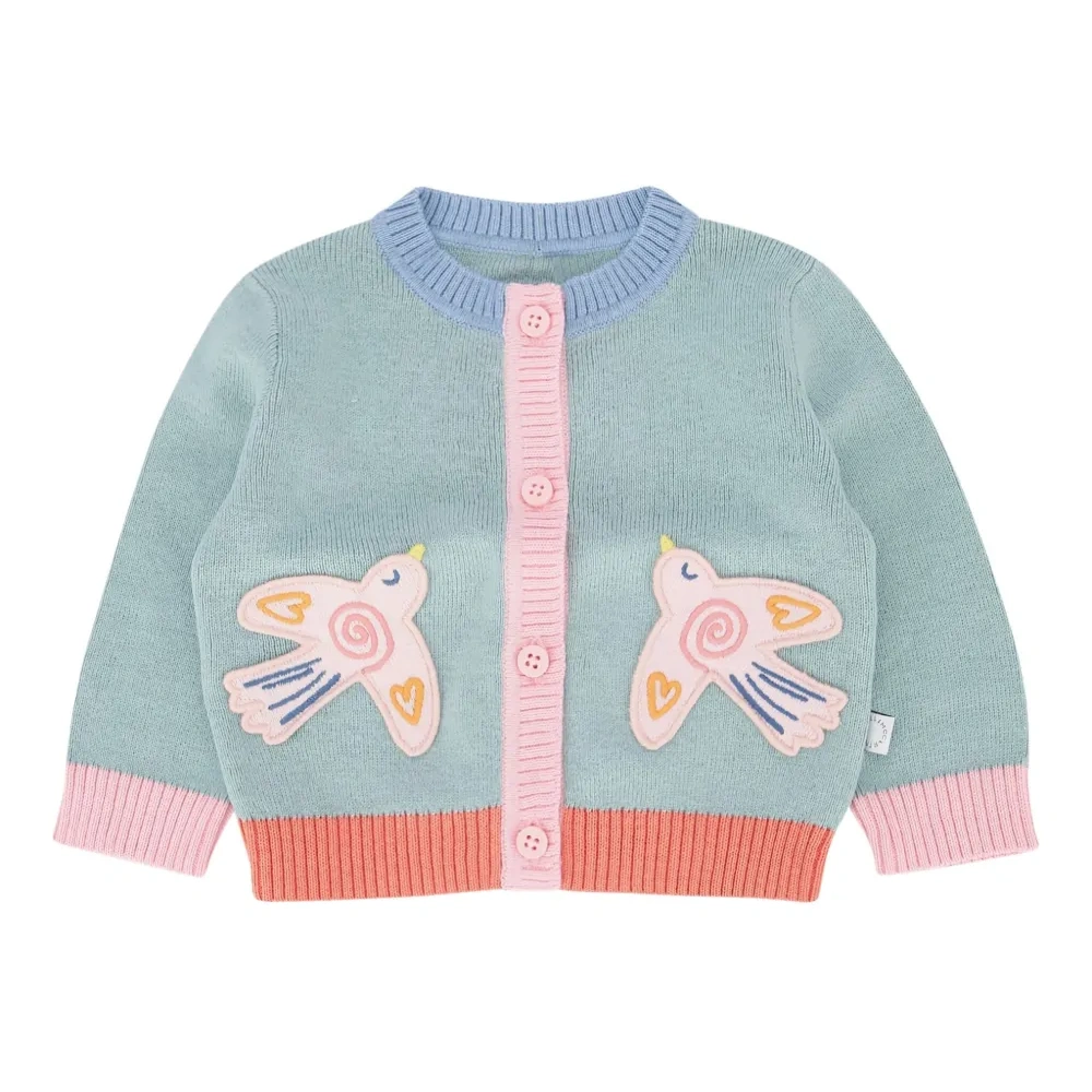 Кардиган с аппликацией в виде птицы