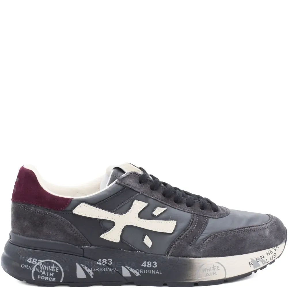 Кожаные кроссовки с принтом на подошве