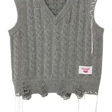 Вязаный жилет с бахромой