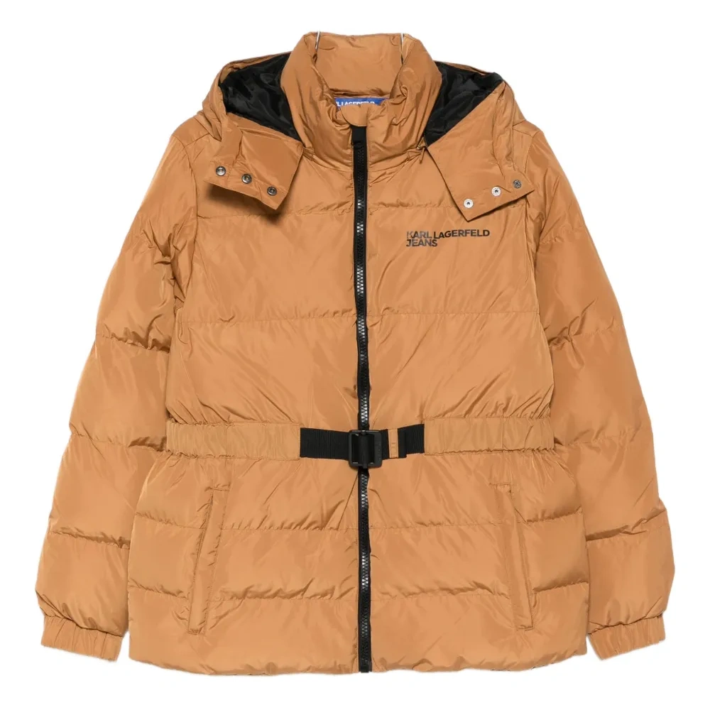 Стеганая куртка с капюшоном и поясом