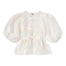 Блузка с объемными рукавами и бантом