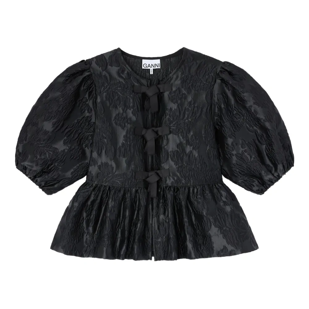 Топ с объемными рукавами и бантом