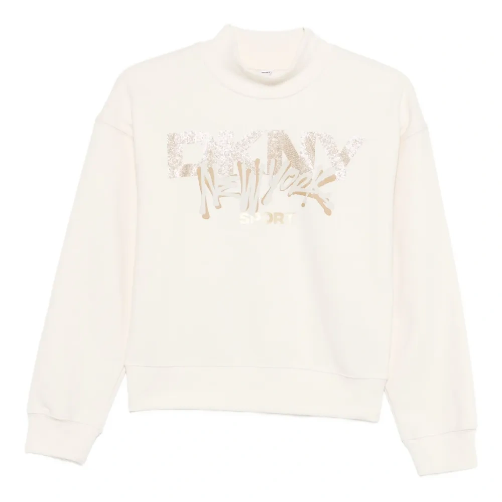 Свитшот с высоким воротом и украшением в виде логотипа