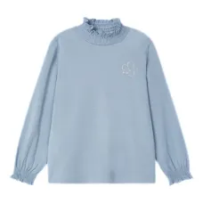 Топ с оборками и воротником-стойкой