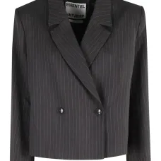 Укороченный двубортный пиджак в полоску Укороченный двубортный пиджак в полоску