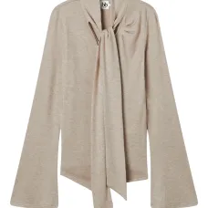 Топ с длинными рукавами и галстуком на шее Топ с длинными рукавами и галстуком на шее