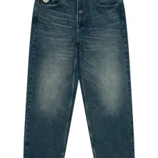 Джинсы с эластичной вставкой и нашивкой с логотипом Джинсы с эластичной вставкой и нашивкой с логотипом