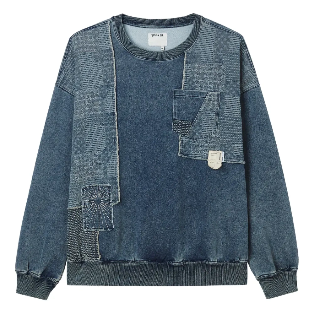 Свитшот с карманом в стиле пэчворк