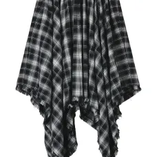 Клетчатая миди-юбка с бахромой