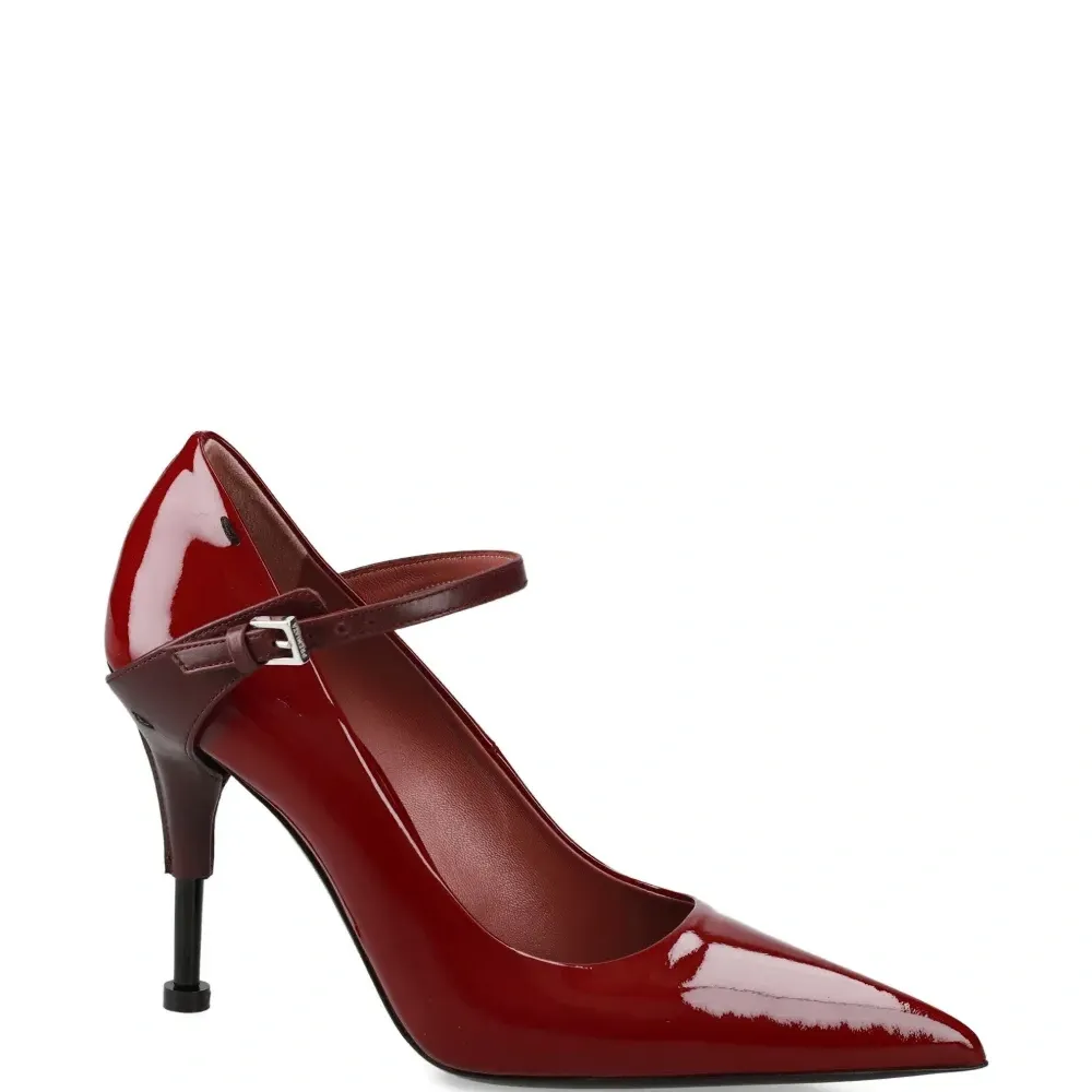 Кожаные туфли на каблуке 100 мм