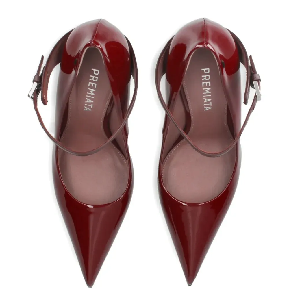 Кожаные туфли на каблуке 100 мм